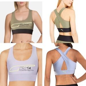 Puma Womens Evide Crop Top Bundle of 2 Deep Lichen Green & Lavender Size Large